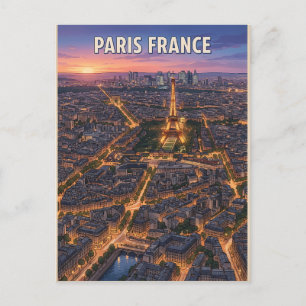 Cartão postal de viagem de anime retrô de Paris Fr