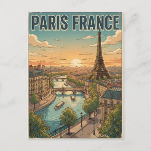 Cartão postal de viagem de anime retrô de Paris Fr