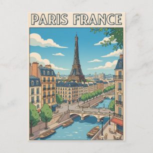 Cartão postal de viagem de anime retrô de Paris Fr