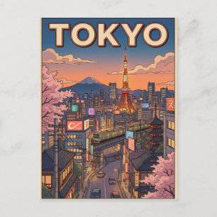 Cartão Postal de Viagem de Anime Vintage de Tóquio