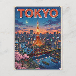 Cartão Postal de Viagem de Anime Vintage de Tóquio