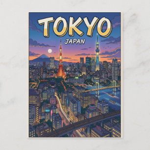 Cartão Postal de Viagem de Anime Vintage de Tóquio