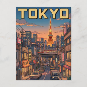 Cartão Postal de Viagem de Anime Vintage de Tóquio