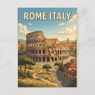 Cartão postal de viagem de anime vintage Roma Itál