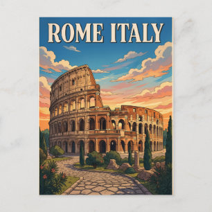Cartão Postal de Viagem de Anime Vintage Roma Itál