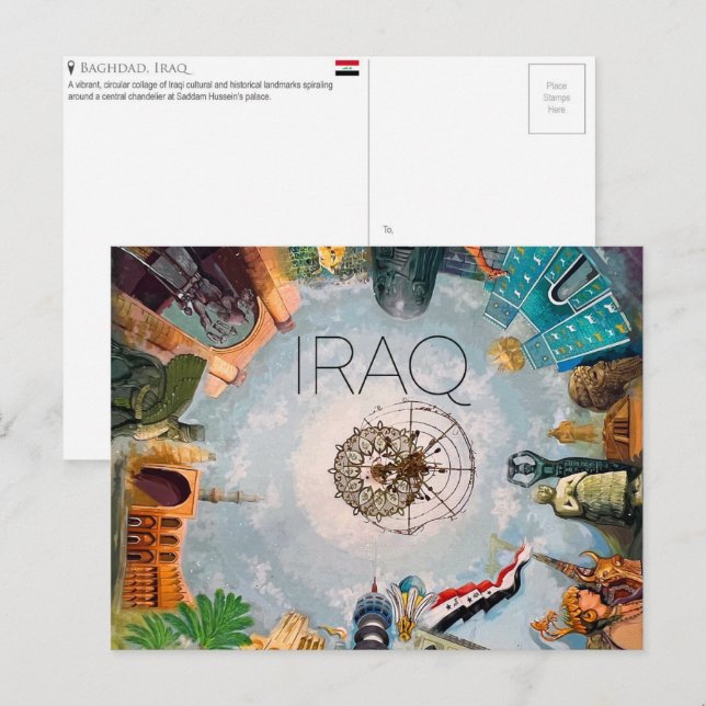 Cartão postal de viagem de Bagdá, Iraque (Frente/Verso)