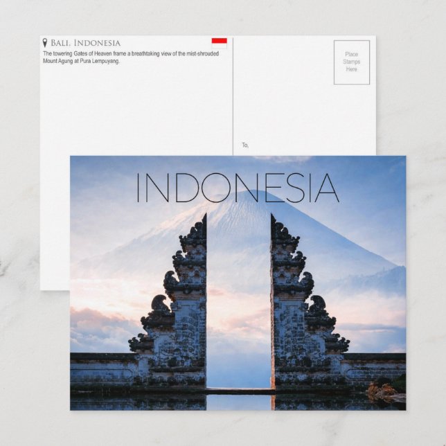 Cartão postal de viagem de Bali, Indonésia (Frente/Verso)