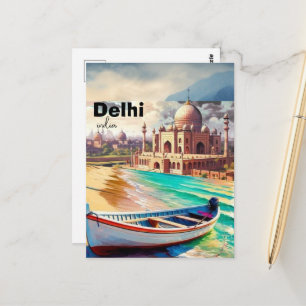 Cartão postal de viagem de Delhi Índia, Cartão pos