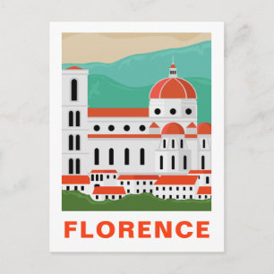 Cartão Postal de Viagem de Florença, Itália Vintag