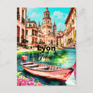Cartão postal de viagem de Lyon França, Cartão pos
