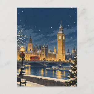 Cartão Postal de Viagem de Natal Vintage Londres I