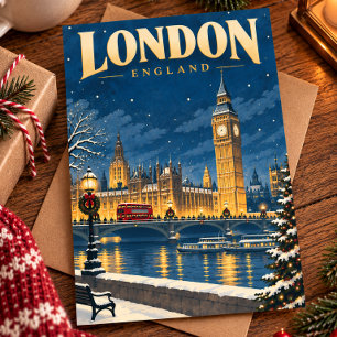 Cartão postal de viagem de Natal vintage Londres I