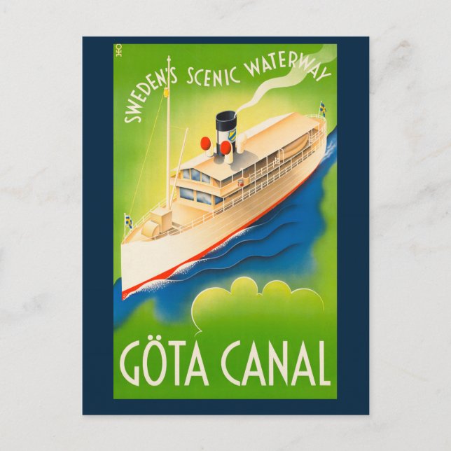 Cartão postal de Viagem de navio sueco Vintage (Frente)