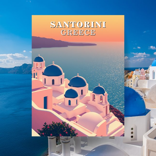 Cartão postal de viagem de Santorini Grécia (Santorini Greece Travel Postcard)