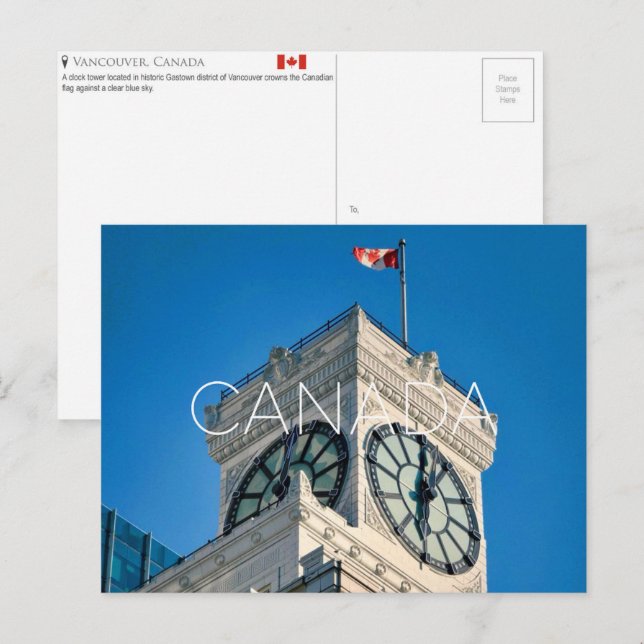 Cartão Postal de Viagem de Vancouver, Canadá (Frente/Verso)