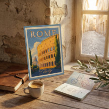 Cartão postal de viagem do Coliseu Roma Itália Vin
