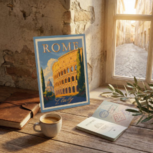 Cartão postal de viagem do Coliseu Roma Itália Vin