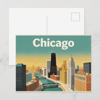 Cartão postal de viagem do horizonte de Chicago an