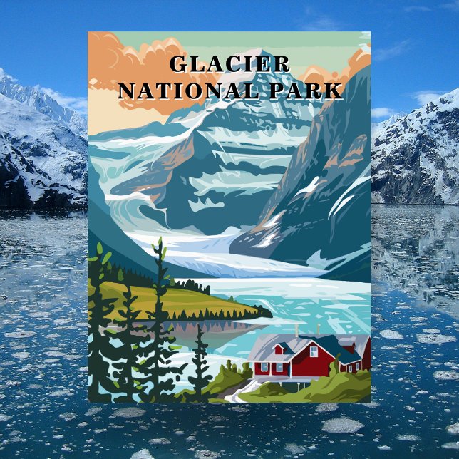 Cartão Postal de Viagem do Parque Nacional Glacier (Glacier National Park, Montana Travel Postcard)