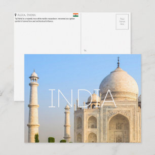 Cartão Postal de Viagem do Taj Mahal, Índia