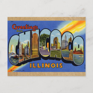 Cartão Postal de Viagem Estilo Vintage de Chicago 