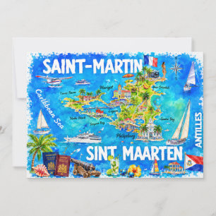 Cartão postal de viagem ilustrado da Ilha de Saint