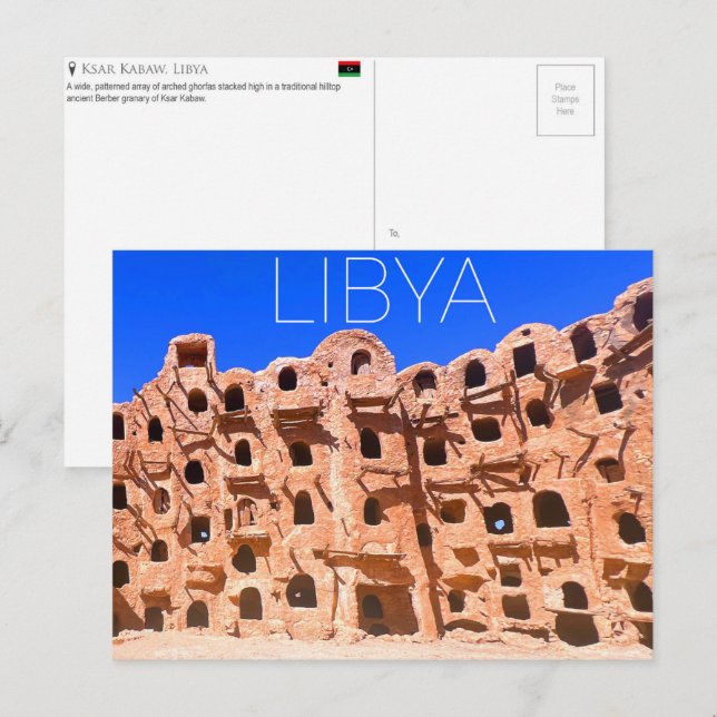 Cartão postal de viagem Ksar Kabaw, Líbia (Frente/Verso)