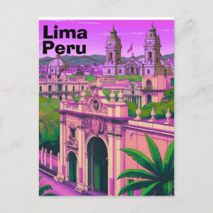 Cartão Postal de Viagem Lima Peru, Arte de Viagem 