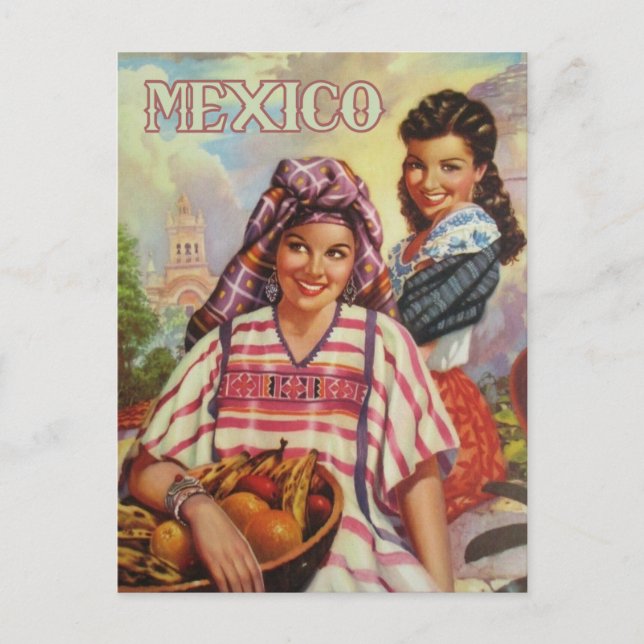 Cartão postal de viagem México vintage (Frente)