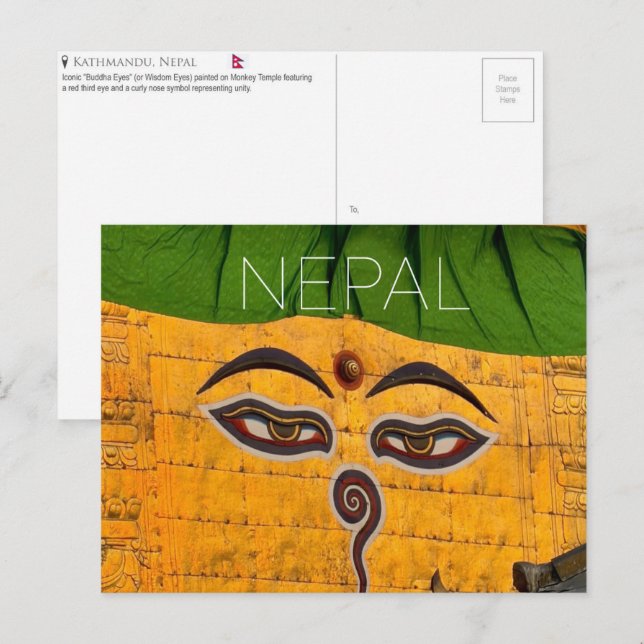 Cartão postal de viagem para Catmandu, Nepal (Frente/Verso)