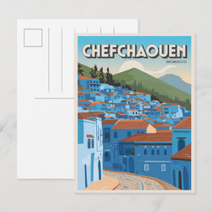 Cartão postal de viagem para chefchaoun, Marrocos,