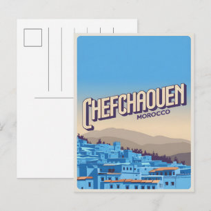 cartão postal de viagem para Marrocos chefchaoun, 