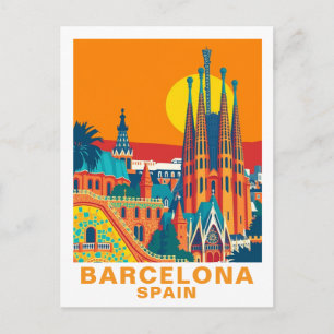 Cartão Postal de Viagem Retro Barcelona Espanha