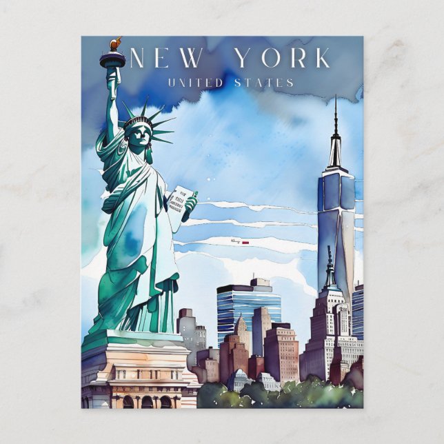 Cartão postal de viagem retrô de Nova York (Frente)