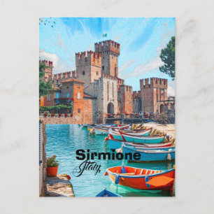 Cartão postal de viagem Sirmione Itália, Po de via