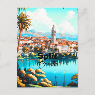 Cartão postal de viagem Split Croácia, Arte de via