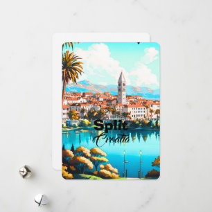 Cartão postal de viagem Split Croácia, Arte de via