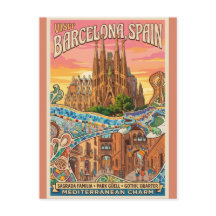 Cartão Postal de Viagem Vintage Barcelona Espanha