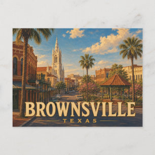 Cartão postal de viagem vintage de Brownsville Tex