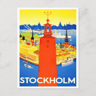 Cartão postal de viagem vintage de Estocolmo Suéci
