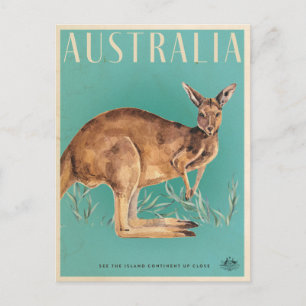 Cartão postal de viagem vintage do canguru austral