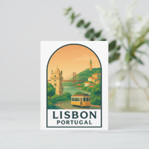Cartão Postal de Viagem Vintage Lisboa Portugal –