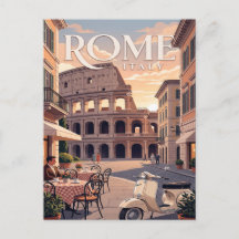 Cartão Postal de Viagem Vintage | Roma Itália