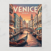 Cartão Postal de Viagem Vintage | Veneza Itália