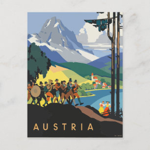 Cartão postal de Viagens vintage da Áustria Europa
