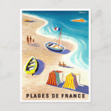 Cartão postal de viagens vintage das praias france