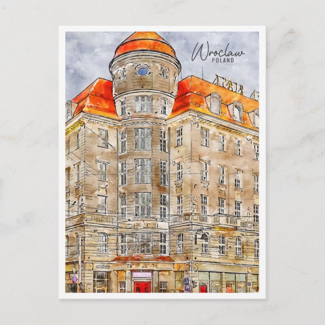 Cartão postal de viagens vintage de Polônia Wrocla (Frente)