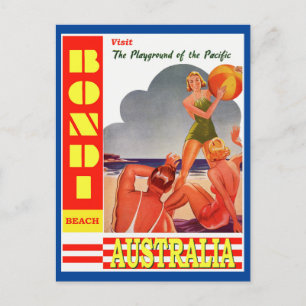 Cartão postal de Viagens vintage de praia australi