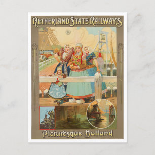 Cartão postal de viagens vintage Holandês