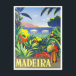 Cartão postal de viagens vintage Madeira<br><div class="desc">Cartão postal de viagens vintage Madeira</div>